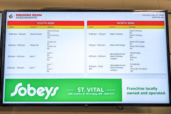 Advertise TV Banner - Dakota Community Centre - Winnipeg MB