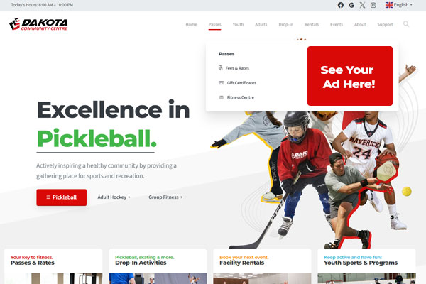Advertise Website Menu - Dakota Community Centre - Winnipeg MB