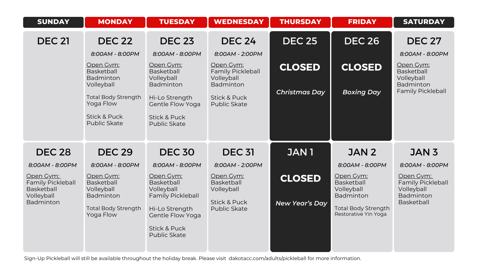Holiday Hours 2025 Hours of Operation Page WEBSITE 7 e1765405653183 - Dakota Community Centre - Winnipeg MB