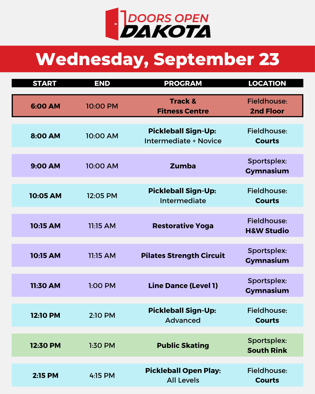 3 Wednesday - Dakota Community Centre - Winnipeg MB