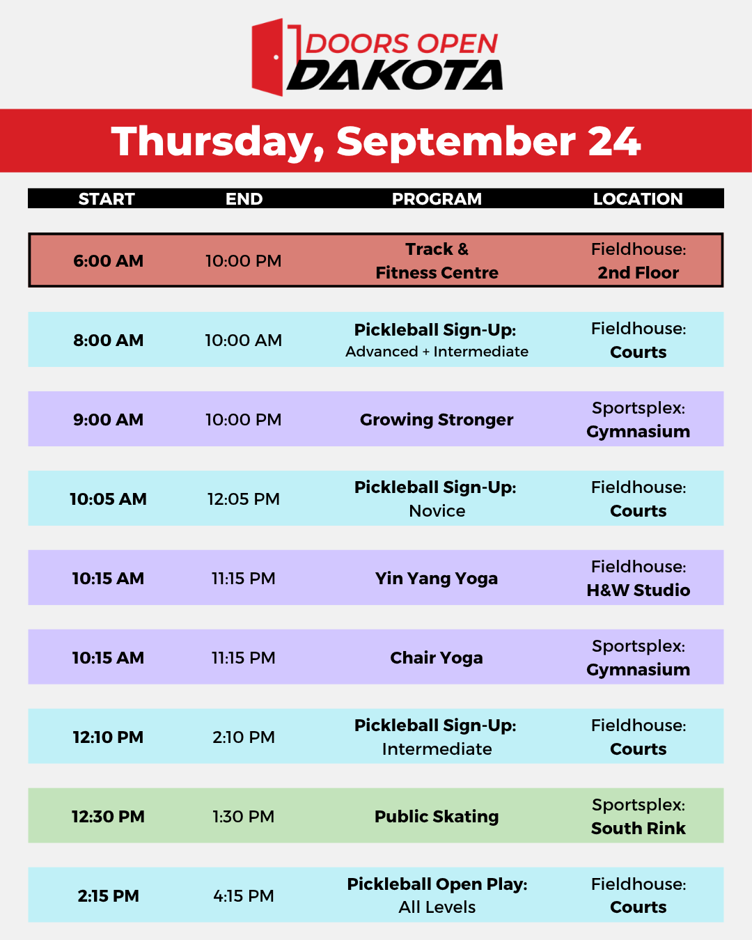 4 Thursday - Dakota Community Centre - Winnipeg MB