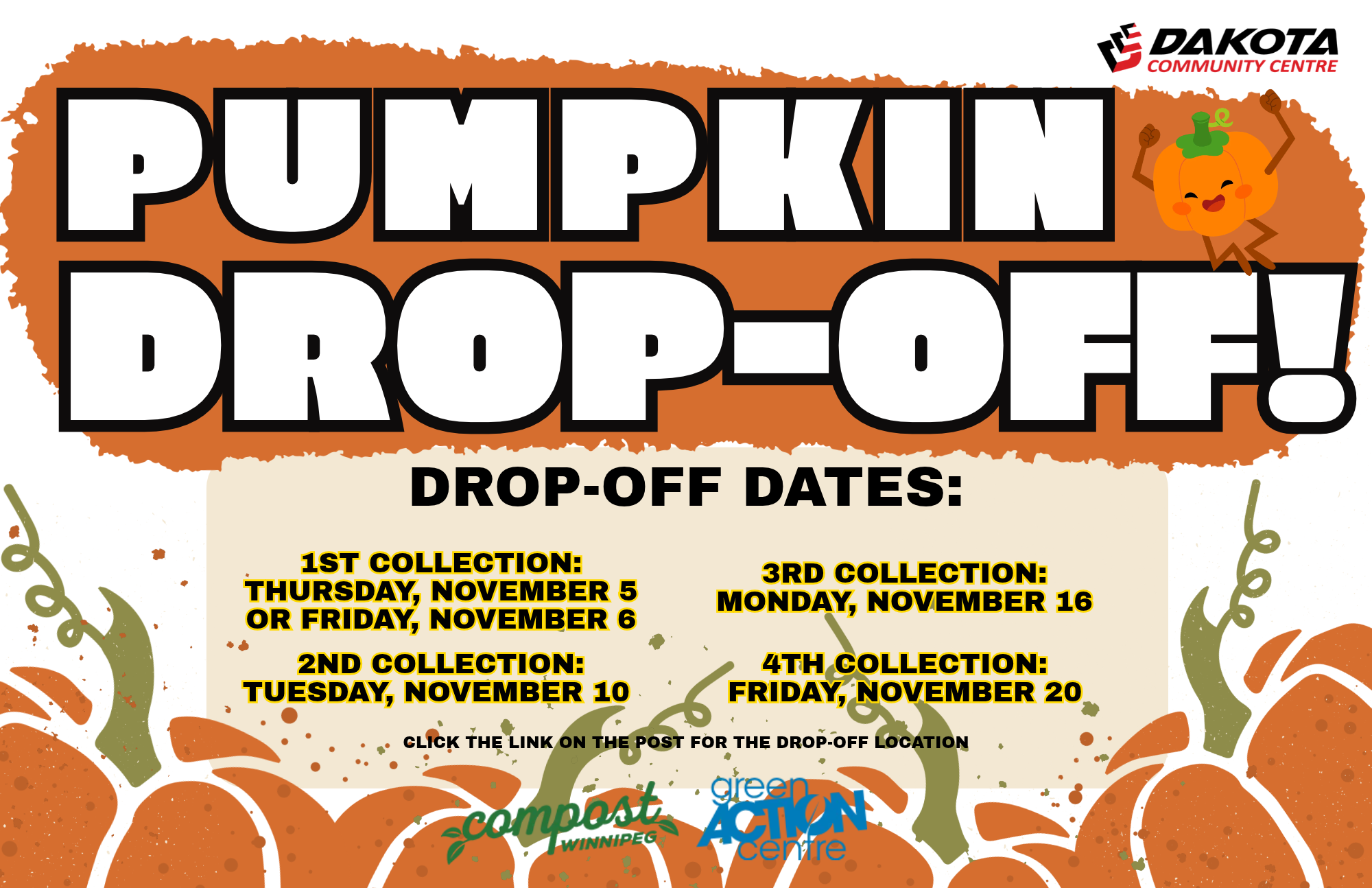 Done With Your Pumpkins? Drop Them Off at Dakota!